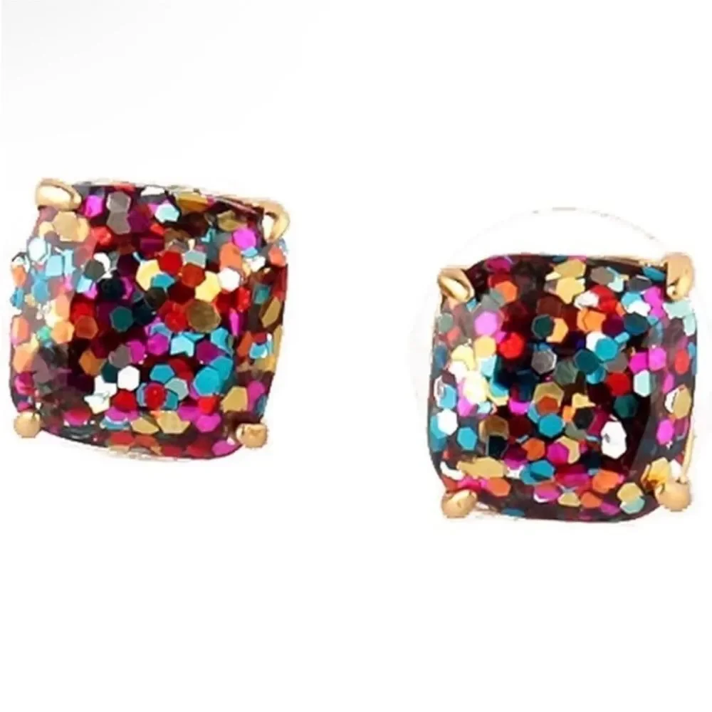 NWT kate spade new york Glitter Stud Earrings gold tone